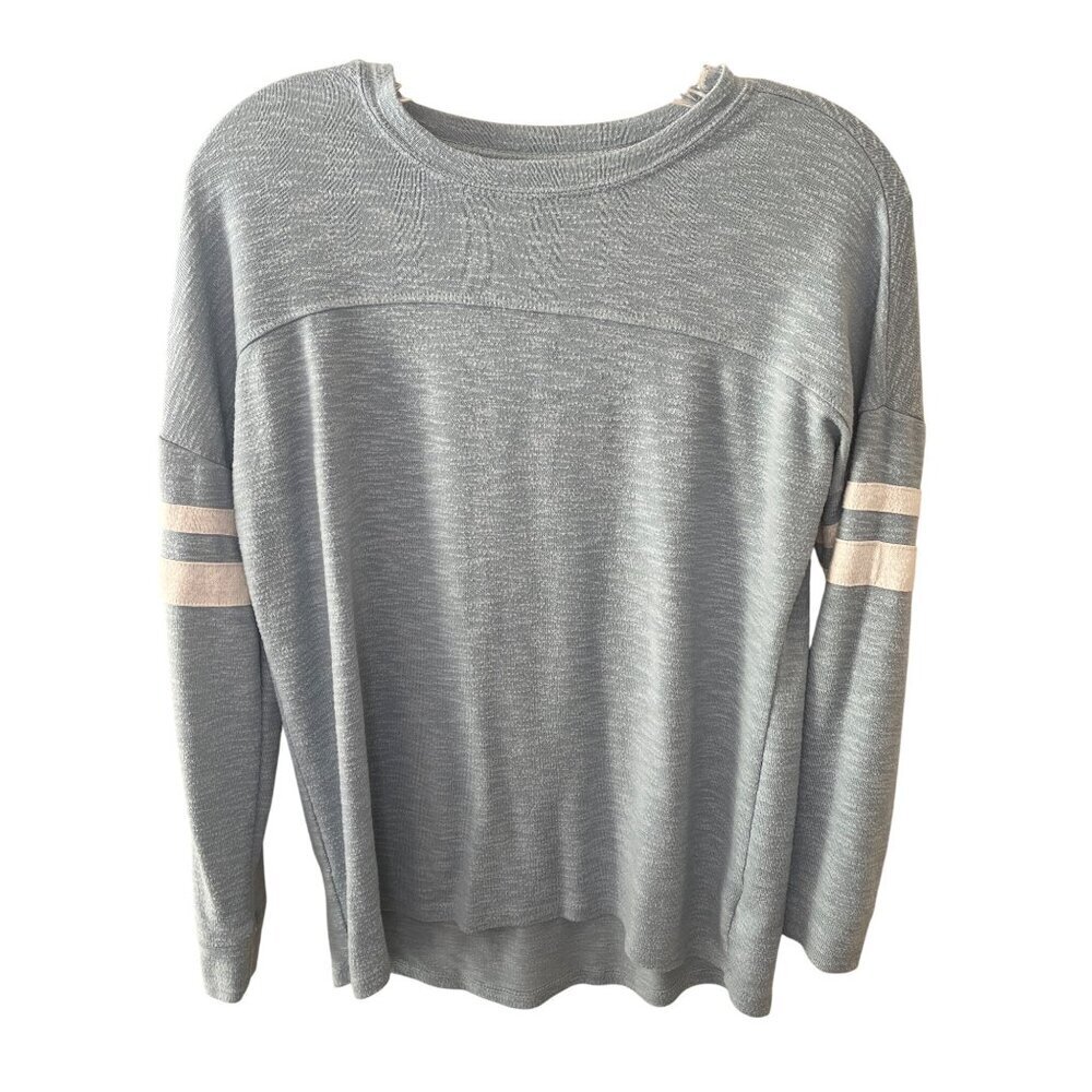 Rumi + Ryder YL 16-18 Gray Heathered Sweatshirt With Striped Sleeves